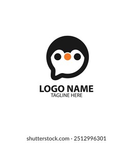 penguin talk logo design vector