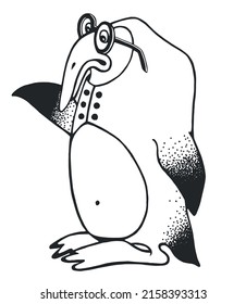 Penguin - the teacher teaches little penguins. Coloring.