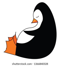 A penguin with tear drops vector or color illustration