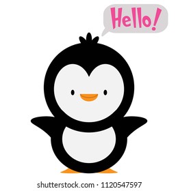 penguin with text Hello!