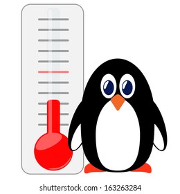 Penguin and thermometer.