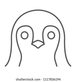 Penguin thin line icon, animal and zoo, bird sign vector graphics, a linear pattern on a white background, eps 10.