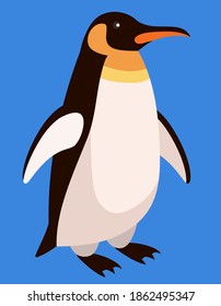 Penguin three quarter view. Arctic animal in cartoon style.