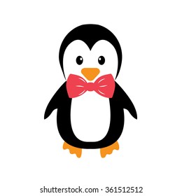 penguin and tie on a white background