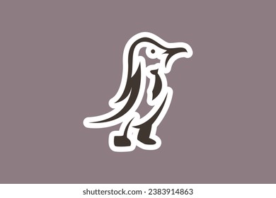 Penguin with Tie Sticker vector logo design. Penguin sticker vector logo design. Penguin icon vector design. Symbol logo illustration.