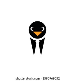 Penguin with tie vector logo design.	