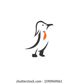 Penguin with tie vector logo design.	