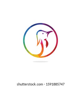 Penguin with tie vector logo design.	
