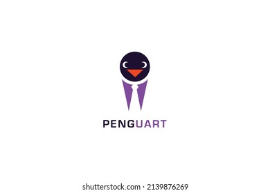 Penguin with tie vector logo design. Penguin vector logo design. Penguin icon vector design. Symbol logo illustration.