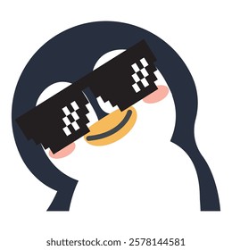 penguin tilting its head while wearing glasses cartoon