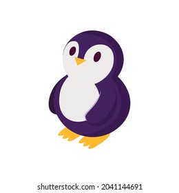 Penguin toy  on white background. Cartoon illustration, vector.