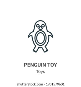 Penguin toy outline vector icon. Thin line black penguin toy icon, flat vector simple element illustration from editable toys concept isolated stroke on white background