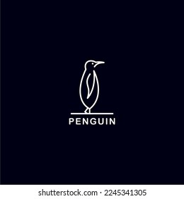 Diseño de logotipo de arte de línea único en pingüino