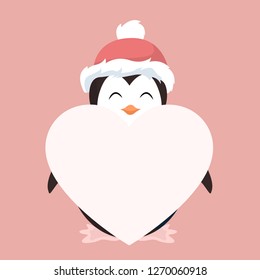 Penguin valentines card with dedication to write