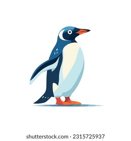 penguin vector 2d flat color white background