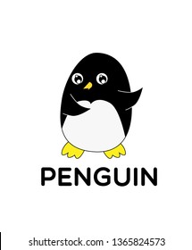 penguin, vector animal cartoon, coloring book or page