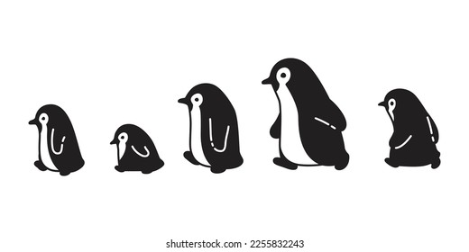 penguin vector bird icon walking logo cartoon character family doodle illustration symbol design isolated