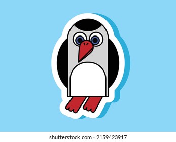 Penguin. Vector cartoon illustration. sticker.	
