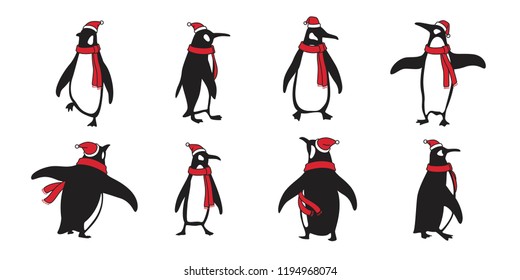 penguin vector Christmas Santa Claus Hat Xmas icon logo cartoon character bear polar bear illustration