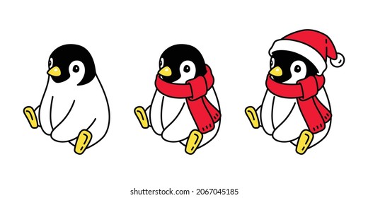 penguin vector Christmas Santa Claus hat icon logo cartoon character illustration symbol design