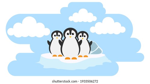 Penguin Vector Cute Animals in Cartoon Style, Wild Animal, Designs for Baby clothes. Hand Drawn Characters