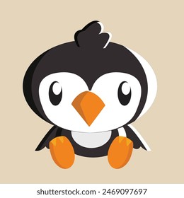 Vector de pingüino con ilustración detallada de luz y sombra