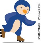 Penguin Vector funny animals Cute animals: forest, farm, domestic, polar in cartoon style.