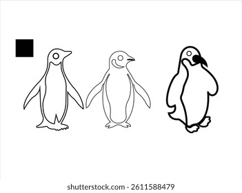 penguin vector, icon vector illustration, penguin silhouette of a penguin isolated on a white background vector, penguins on the beach vector illustration.