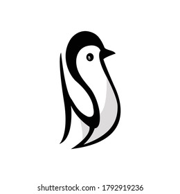 Penguin vector icon logo. Penguin cartoon character illustration doodle.
