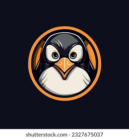 Penguin vector icon logo cartoon character fish salmon illustration doodle. 
