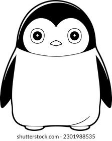 Pinguin, Vektorgrafik. Schwarz-Weiß-Farbbuch oder Seite für Kinder