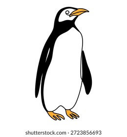 Pinguin, Vektorgrafik. Cartoon niedlichen Vogel. Welt-Pinguin-Tag. Schwarz-weiße, flache Vektorgrafik.