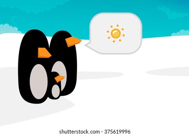 Penguin vector illustration: Climate change