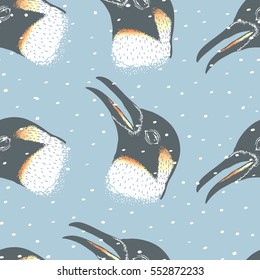 Ilustración vectorial pingüino. Ilustración de un lindo patrón de pingüino antártico sin fisuras