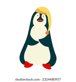 Ilustración vectorial pingüino en estilo plano.