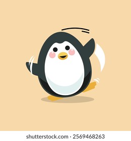 Penguin vector illustration, happy penguin character