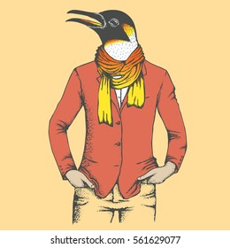 Penguin vector illustration in human suit