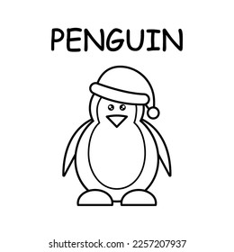 Penguin Vektorgrafik-Vorlage für Farbbuch. Zeichnen von Unterricht für Kinder	