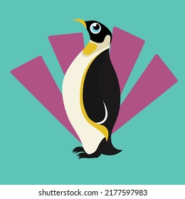Penguin Vector Illustrator Basic Color Flat Shape Design