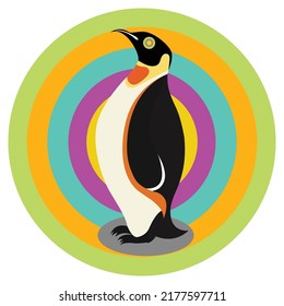 Pinguin-Vektorgrafik-Circle-Farbflachform-Design