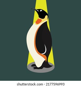 Penguin Vector Illustrator Light Color Flat Shape Design