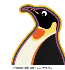 Penguin Vector Illustrator Outline Color Flat Shape Design