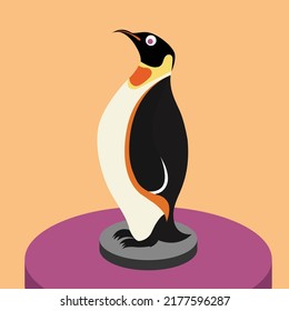 Penguin Vector Illustrator Podium Color Flat Shape Design