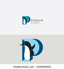 Penguin vector logo design. Penguin illustration