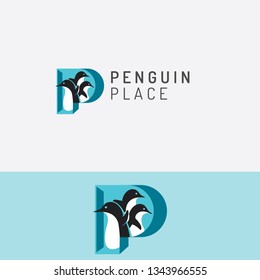 Penguin vector logo design. Penguin illustration