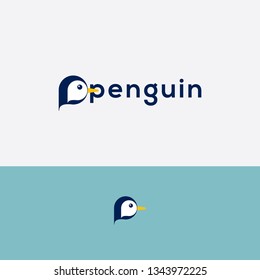 Penguin vector logo design. Penguin illustration