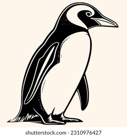Pinguinvektorgrafik für Logo oder Symbol, Clipart, Zeichnung Eleganter minimalistischer Stil, abstrakte Illustration