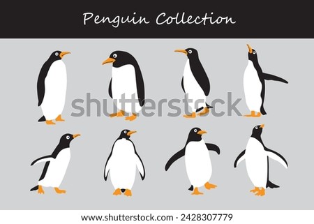 Penguin vector set. Cute cartoon penguin. Cute penguin collection.