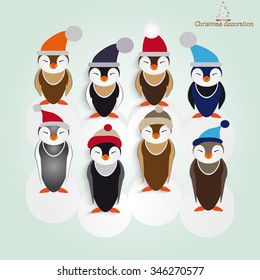 penguin vector set.christmas decoration