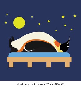 Penguin Vector Sleep Illustrator Color Flat Shape Design